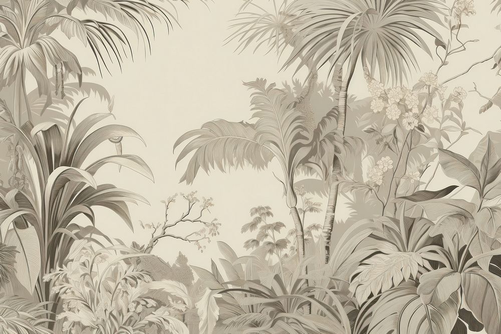 Toile wallpaper a single Tropical plants pattern drawing nature.