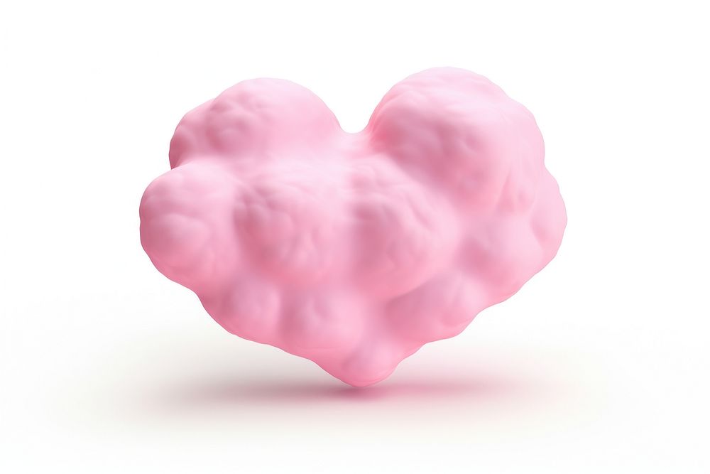 Pink heart shaped cloud love food white background.