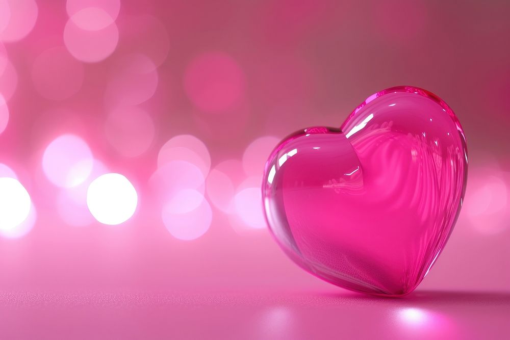 Shape heart on pink background love illuminated celebration.