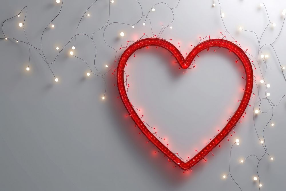 Red heart frame border love illuminated celebration.