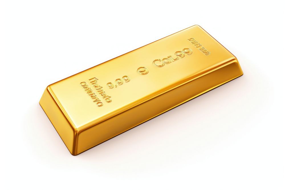 Gold bar white background rectangle currency.