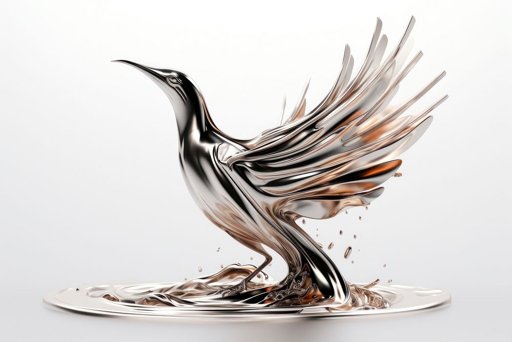 3d render of bird animal metal creativity.