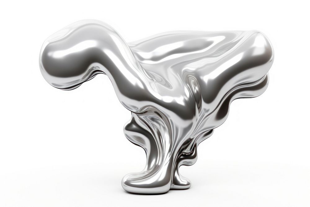 3d render of cloud sculpture silver white background.