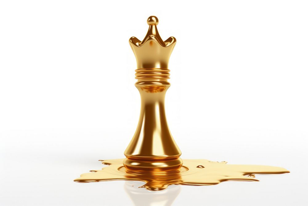 3d render of king chess piece metal white background splattered.