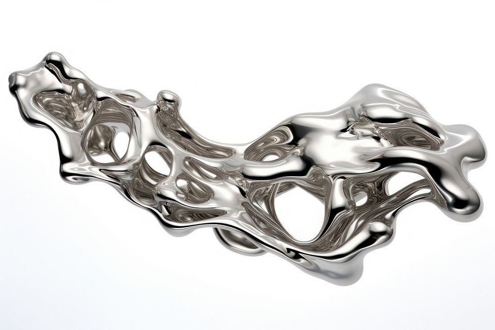 3d render of lung jewelry silver metal.