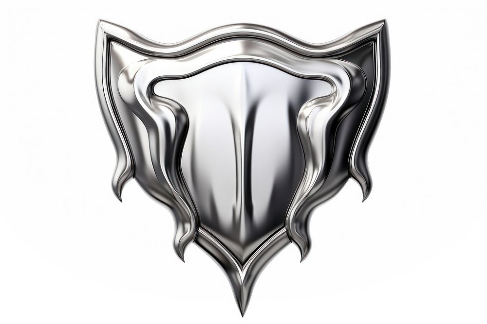 3d render of sheild metal logo white background.