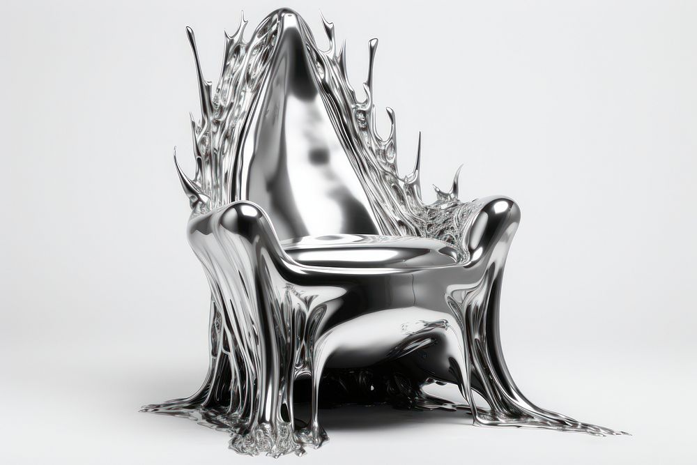 3d render of throne silver chair metal.