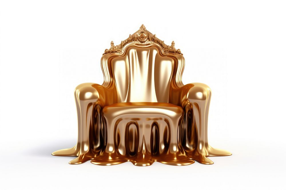 3d render of throne metal white background furniture.