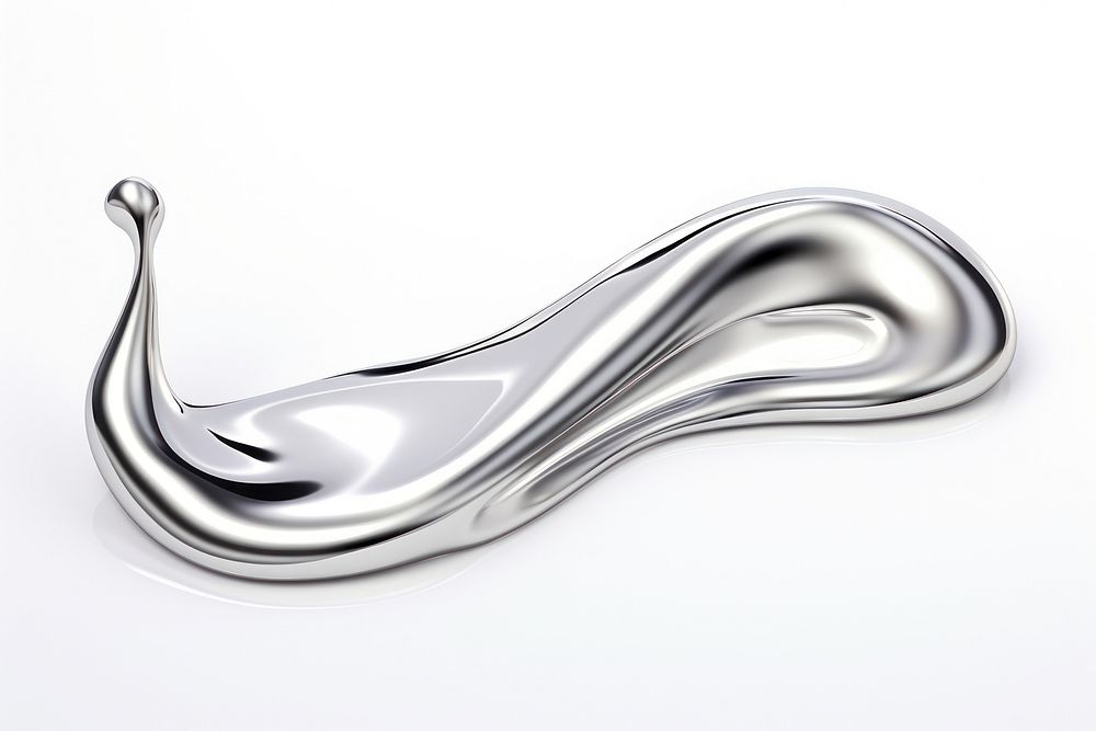 3d render of waterdrop metal white background silverware.