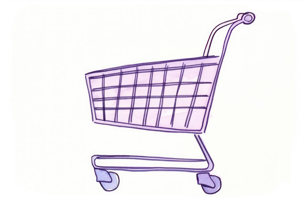 Shopping trolley drawing line consumerism.