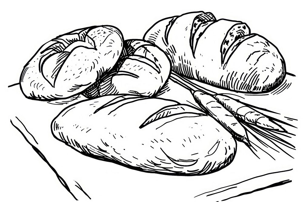 Bread drawing food sketch.