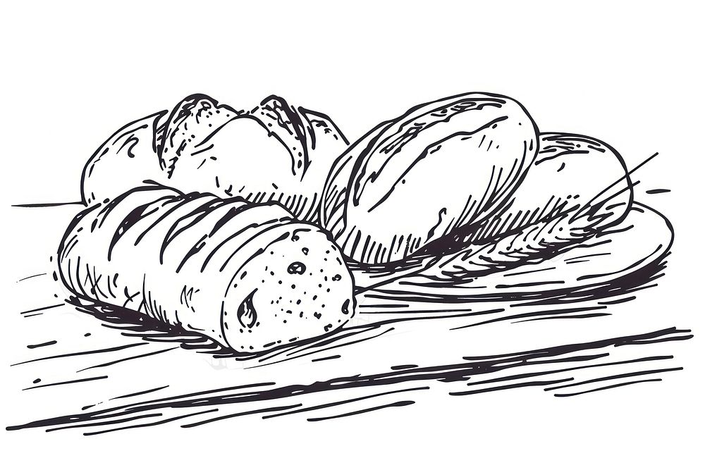 Bread drawing food sketch.