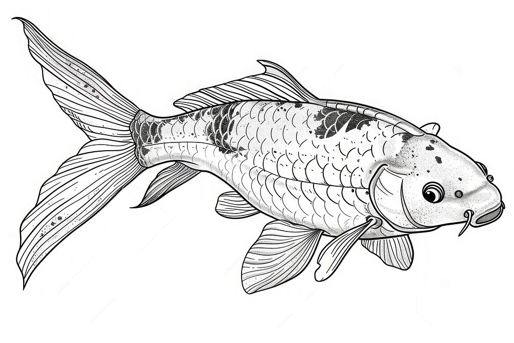 Japanese koi fish drawing animal sketch.