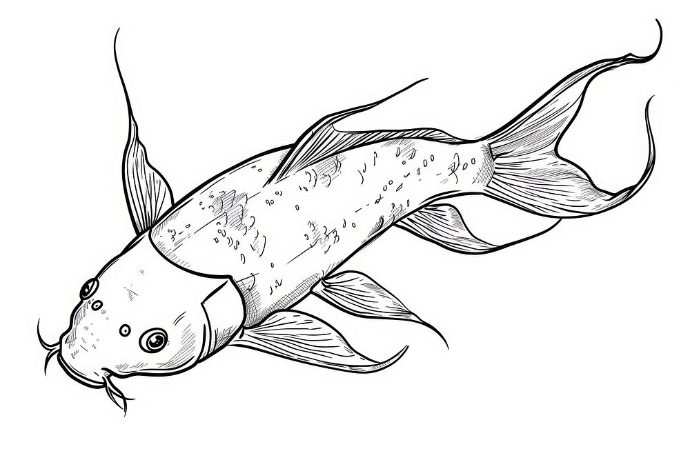 Japanese koi fish drawing animal sketch.