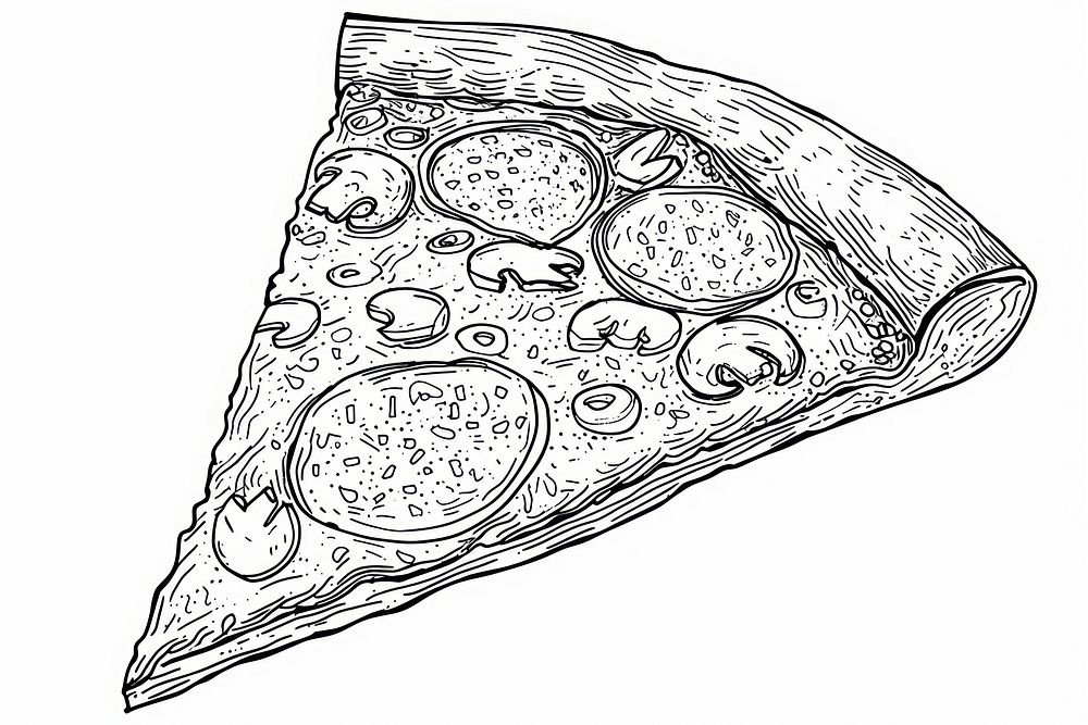 Pizza drawing sketch doodle.