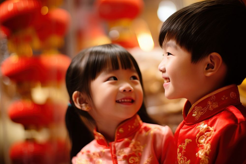 East asian kid sibling child chinese new year togetherness.