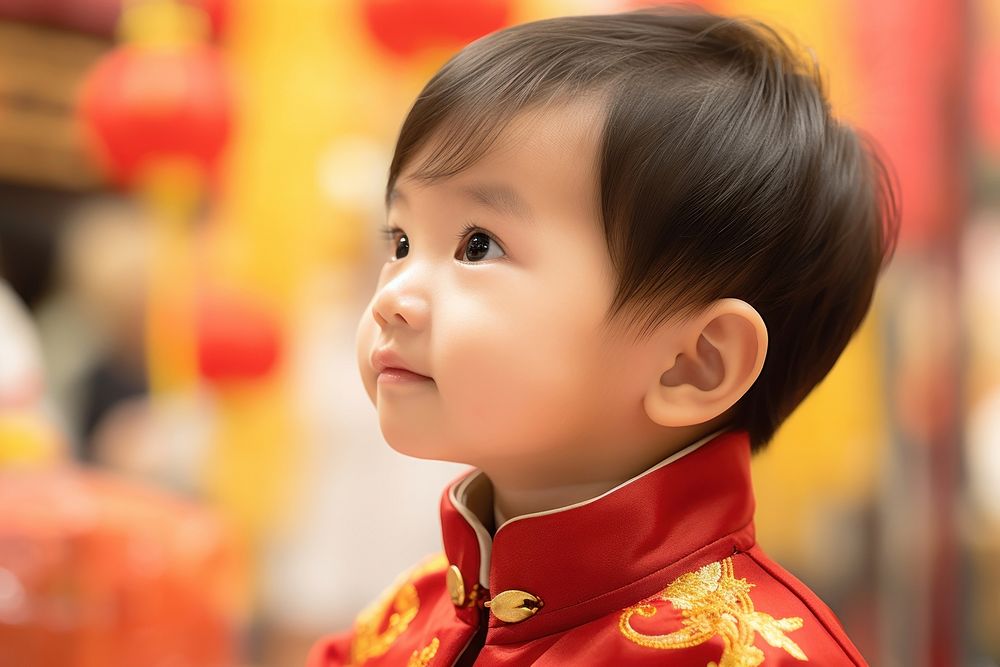 East asian kid sibling portrait photo baby.