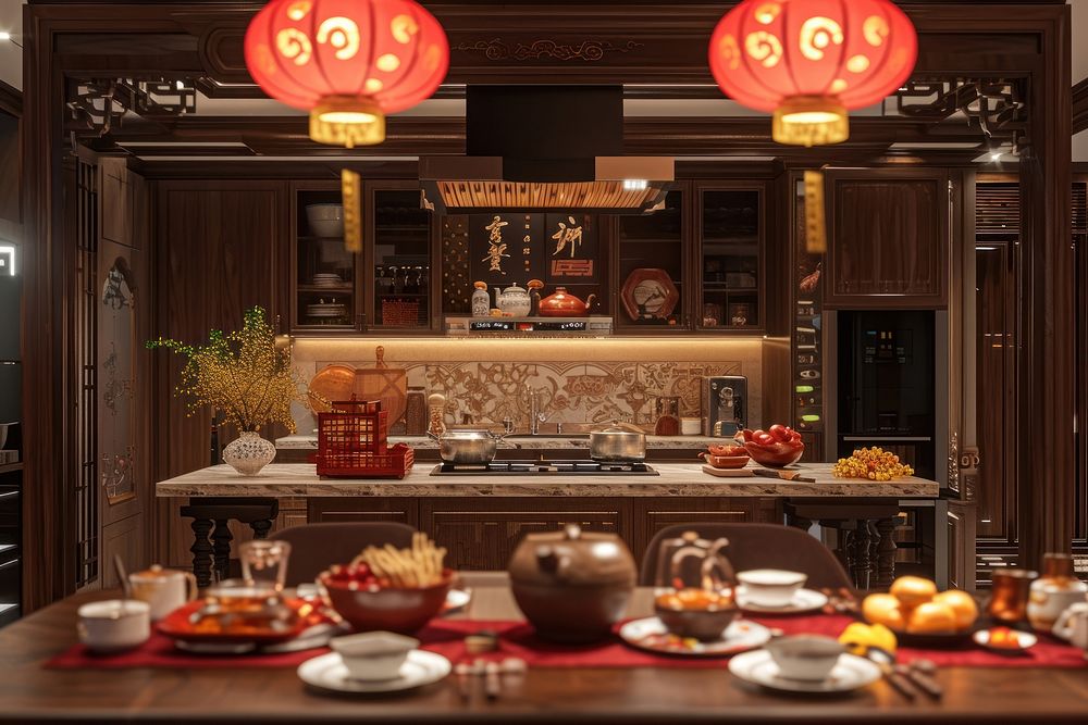 Chinese New Year kitchen architecture restaurant.