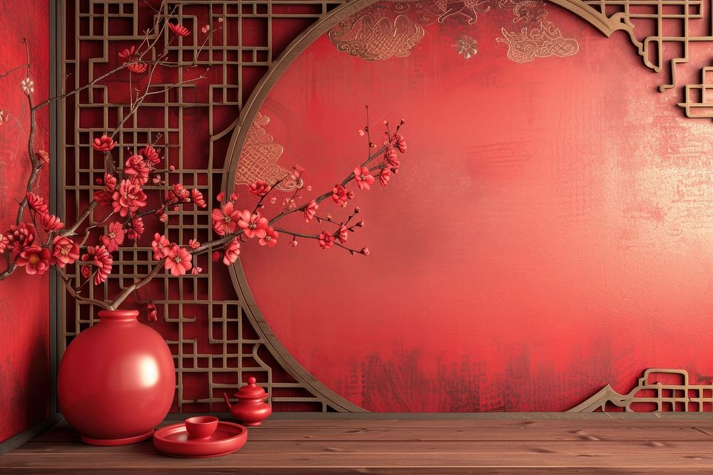 Chinese New Year architecture flower table.