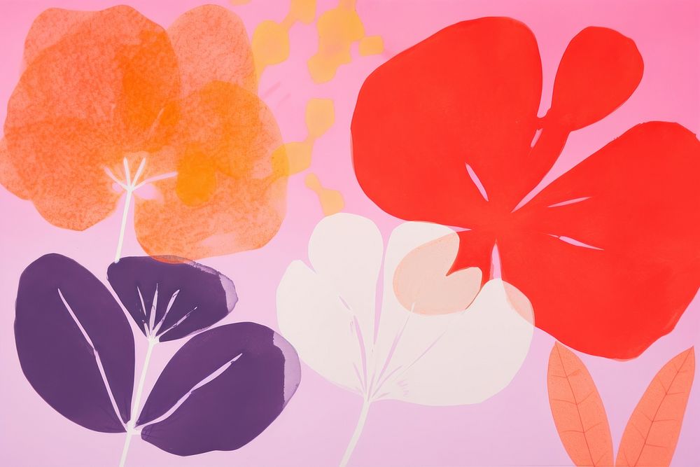 Simple colorful garden flowers backgrounds painting pattern.