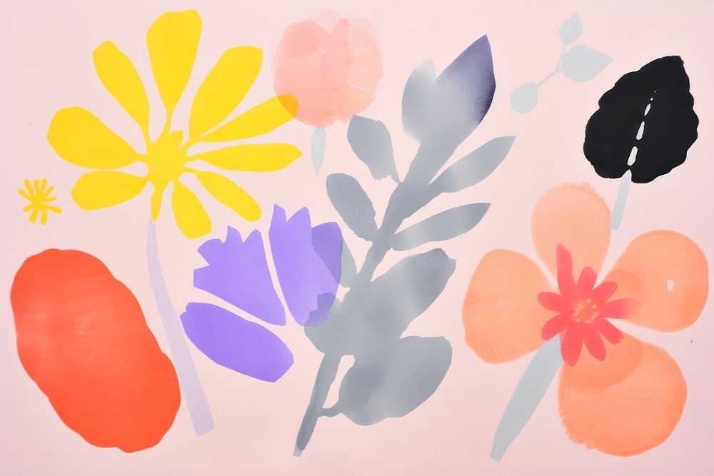 Simple colorful garden flowers backgrounds painting pattern.