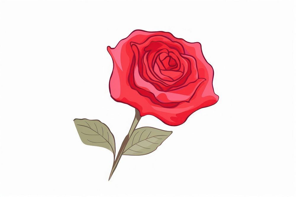 A red rose drawing flower plant.