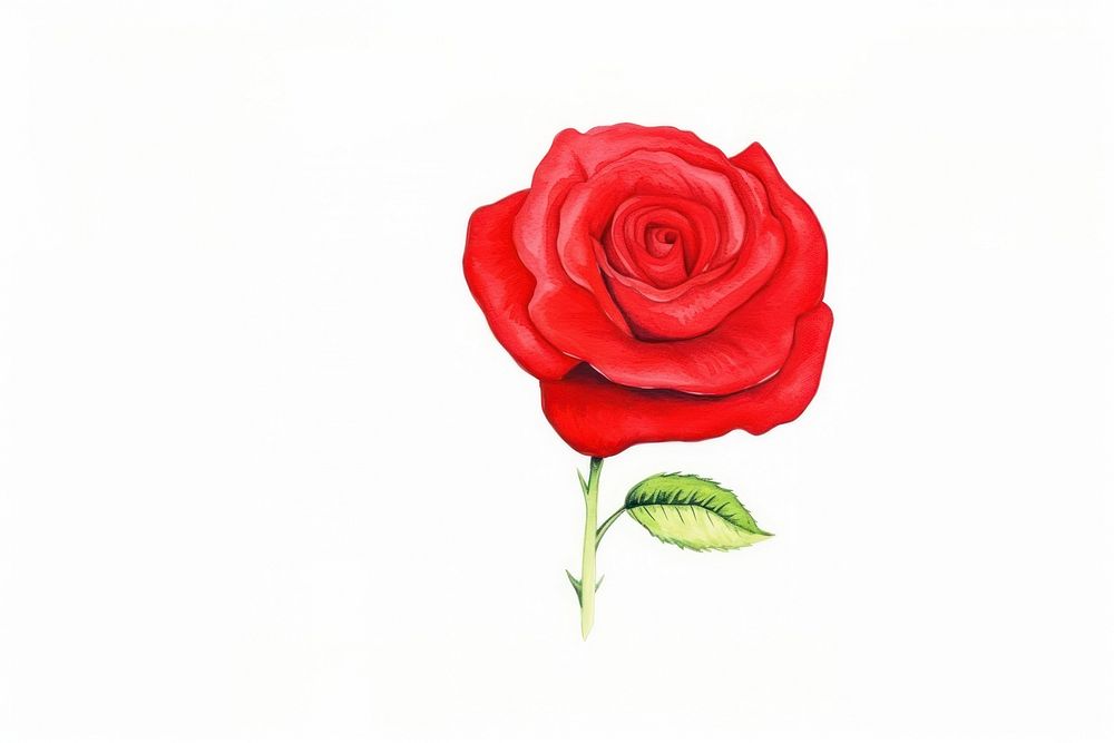 A red rose flower plant white background.