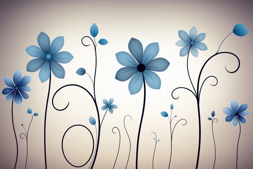 Cute flower wallpaper blue theme pattern plant creativity.