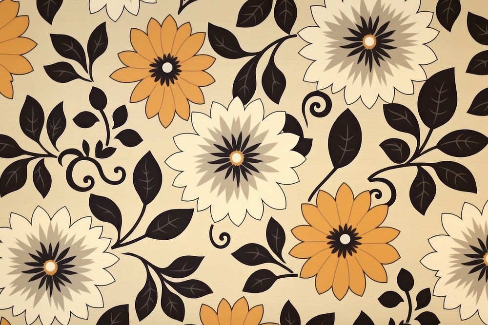 Cute flower wallpaper brown theme pattern plant art.