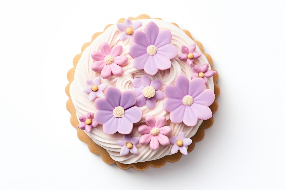 Birthday cake on icing cookie dessert cupcake flower.