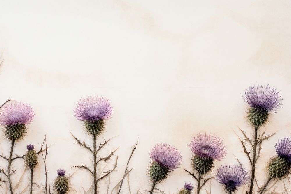 Real pressed thistle flowers backgrounds plant inflorescence.
