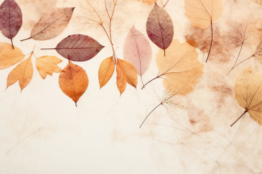 Real pressed autumn leaves backgrounds textured plant.