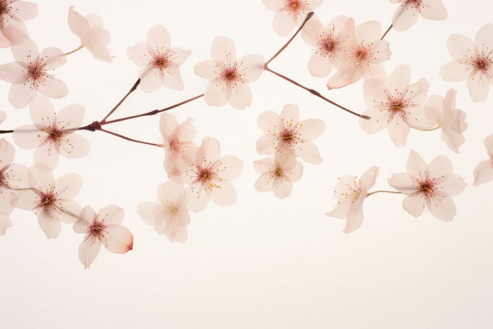 Real pressed cherry blossom flowers backgrounds plant springtime.