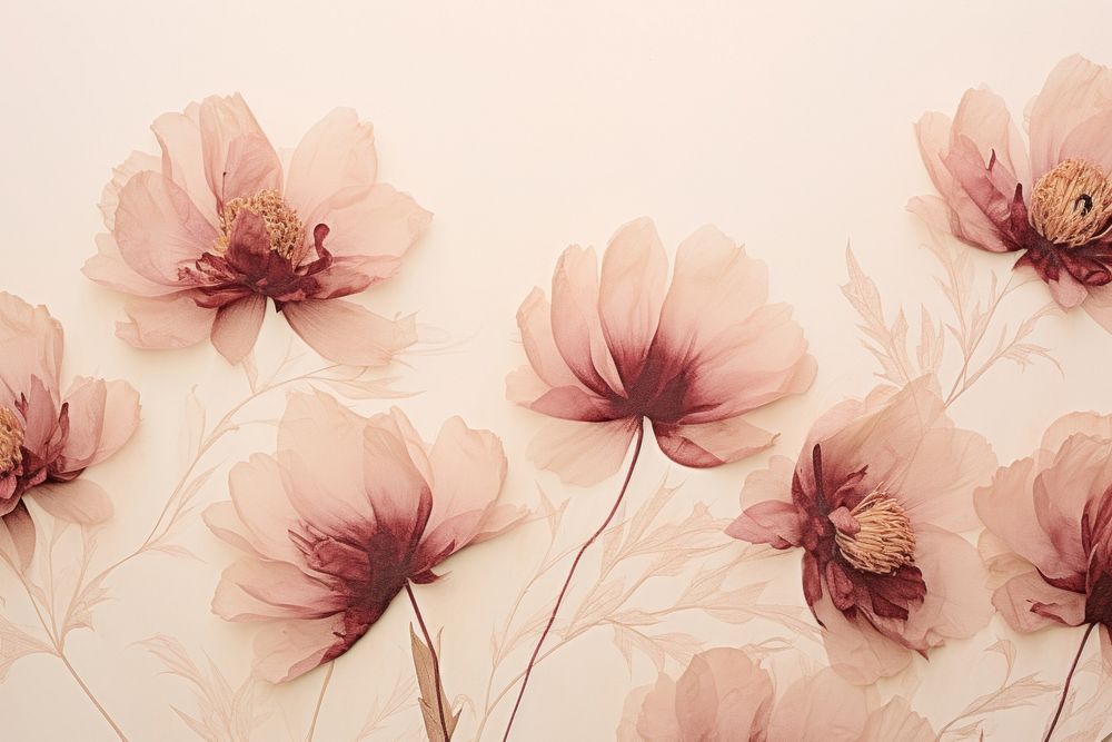 Real pressed peony flowers petal plant inflorescence.