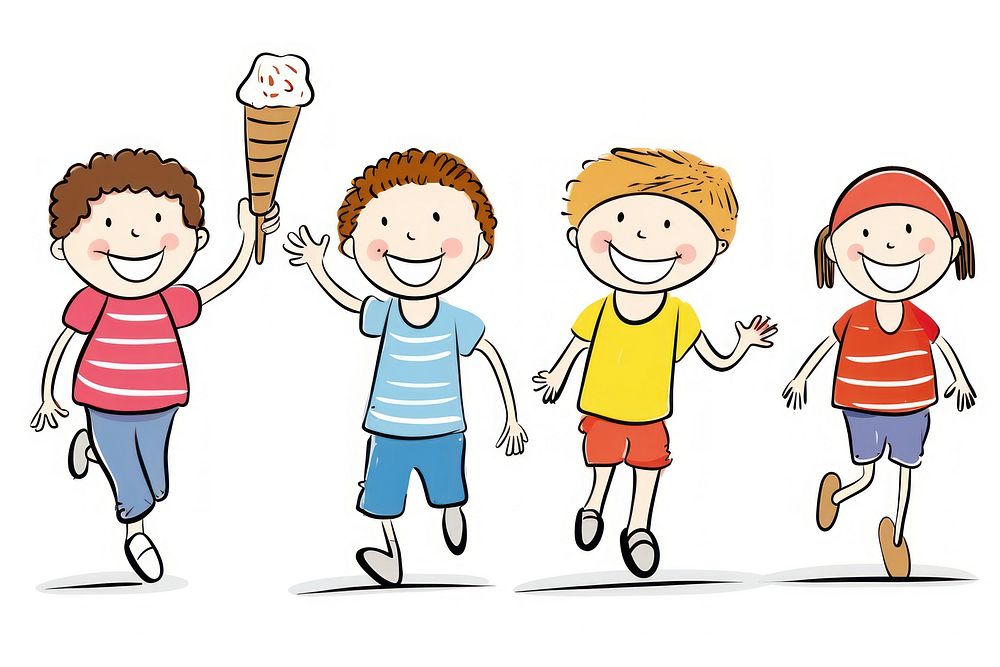 Eating ice-cream drawing cartoon child.