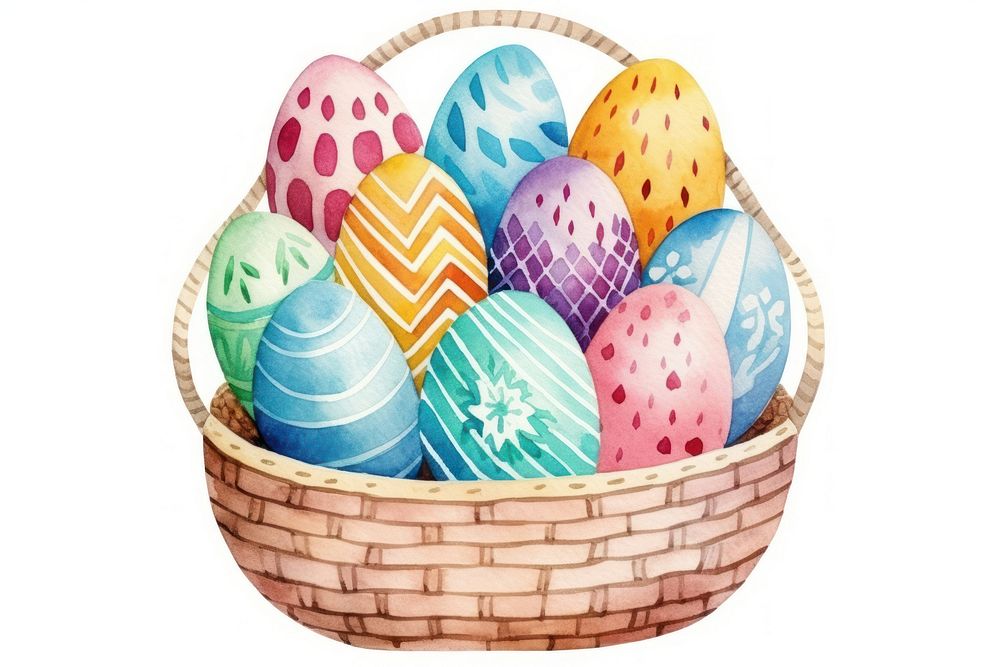 Easter eggs basket white background celebration.