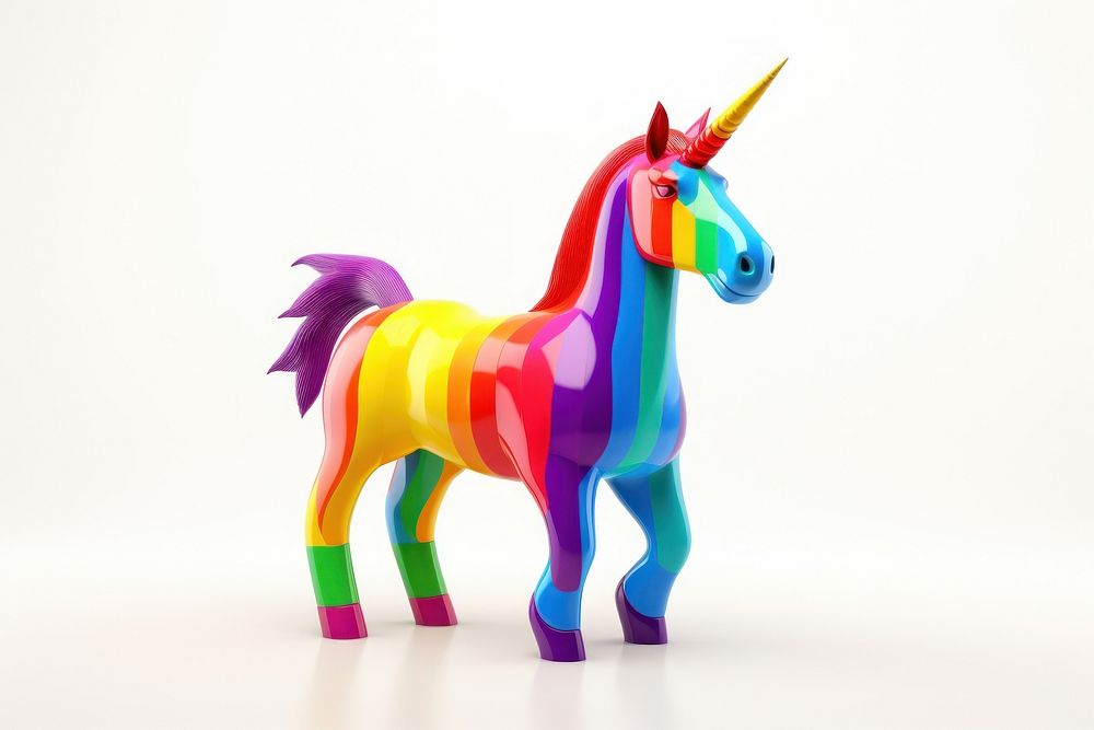 Unicorn and rainbow figurine mammal animal.