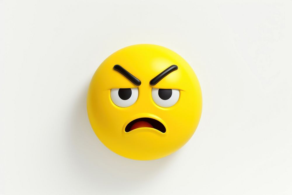 Sad emoji face white background anthropomorphic.