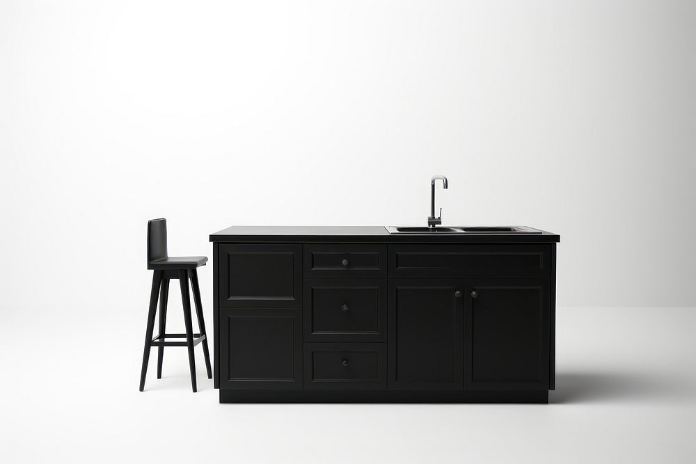 Stool and counter top furniture kitchen sink.