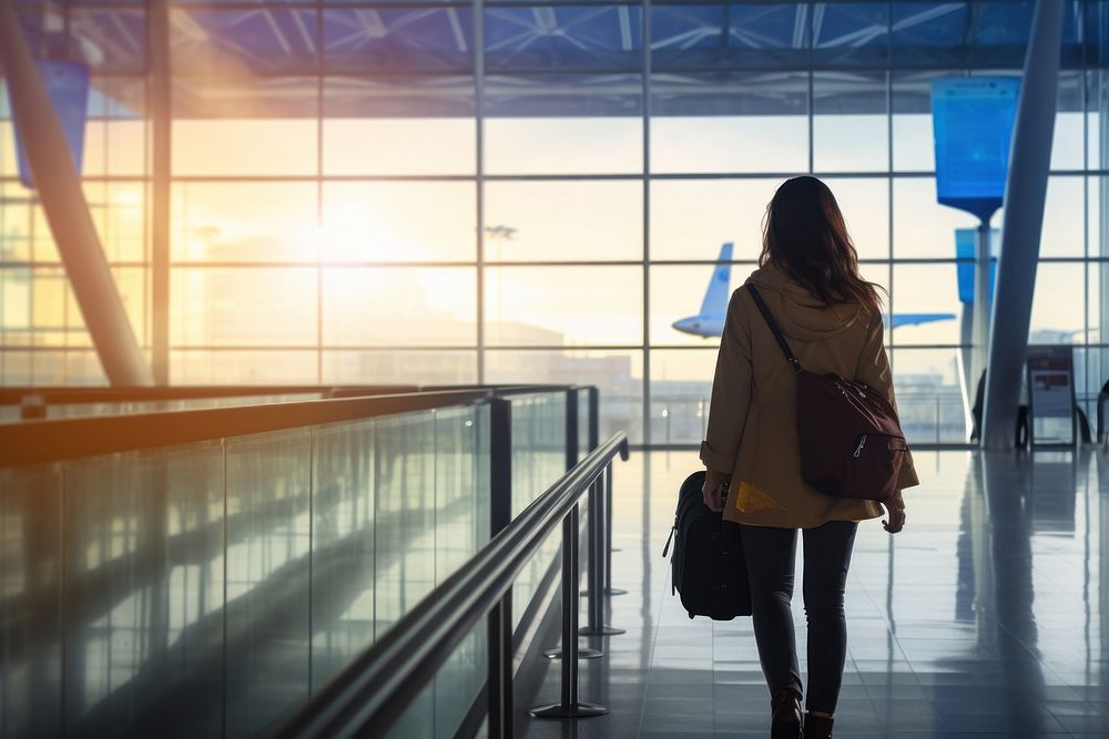 Girl walking airport terminal. | Premium Photo - rawpixel