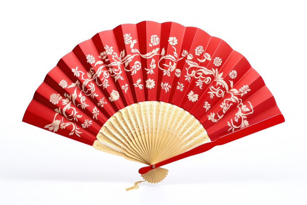 Beautiful chinese fan red chinese new year white background.