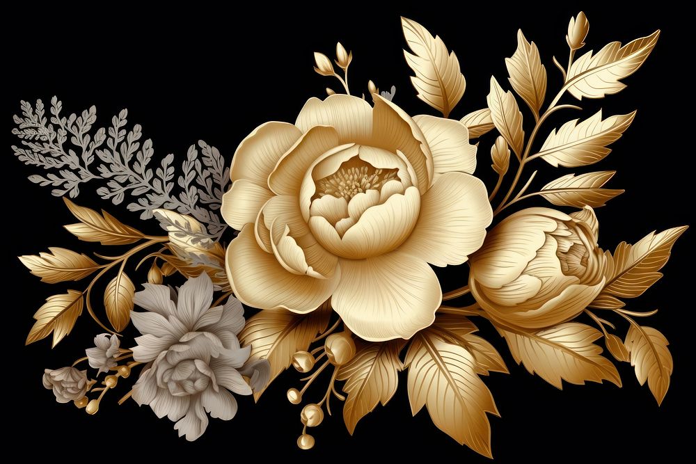 Vintage flower pattern gold rose.