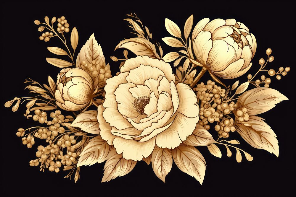Vintage flower pattern plant gold.
