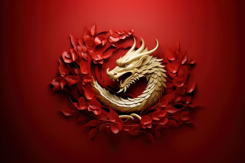 Golden dragon gold red red | Premium Photo - rawpixel