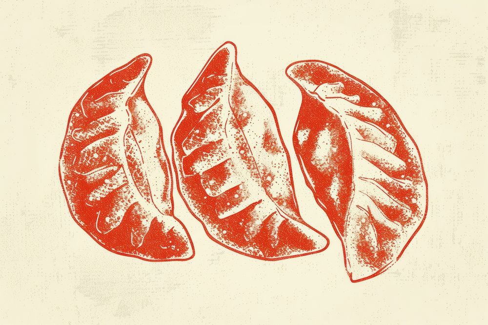 Gyoza food leaf red.