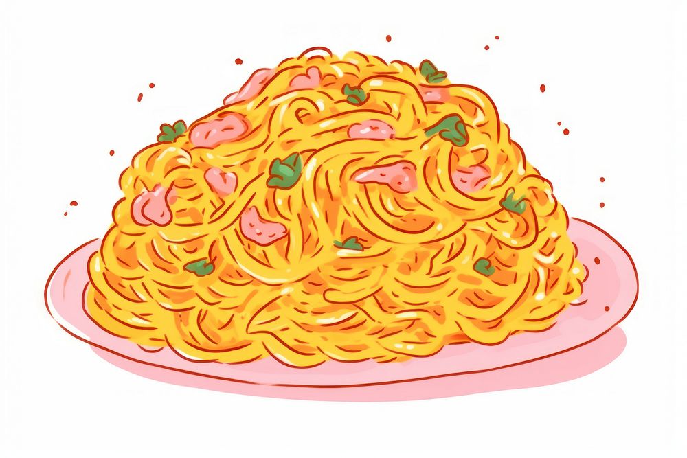 Carbonara food spaghetti cartoon.