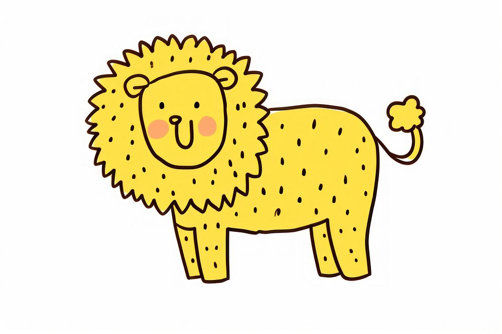 Doodle illustration of lion cartoon animal mammal.