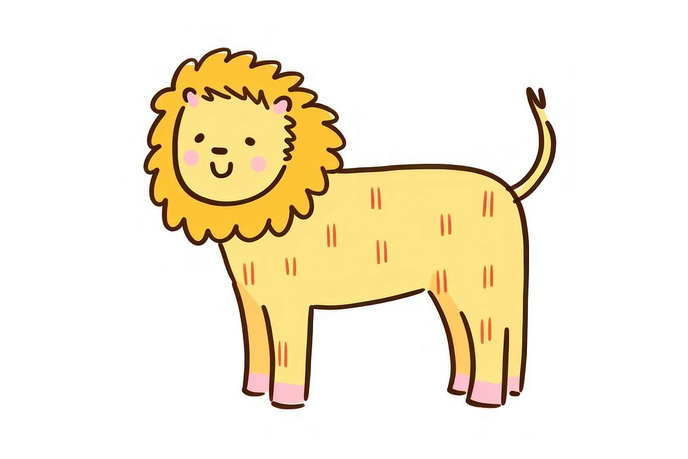 Doodle illustration of lion cartoon mammal animal.