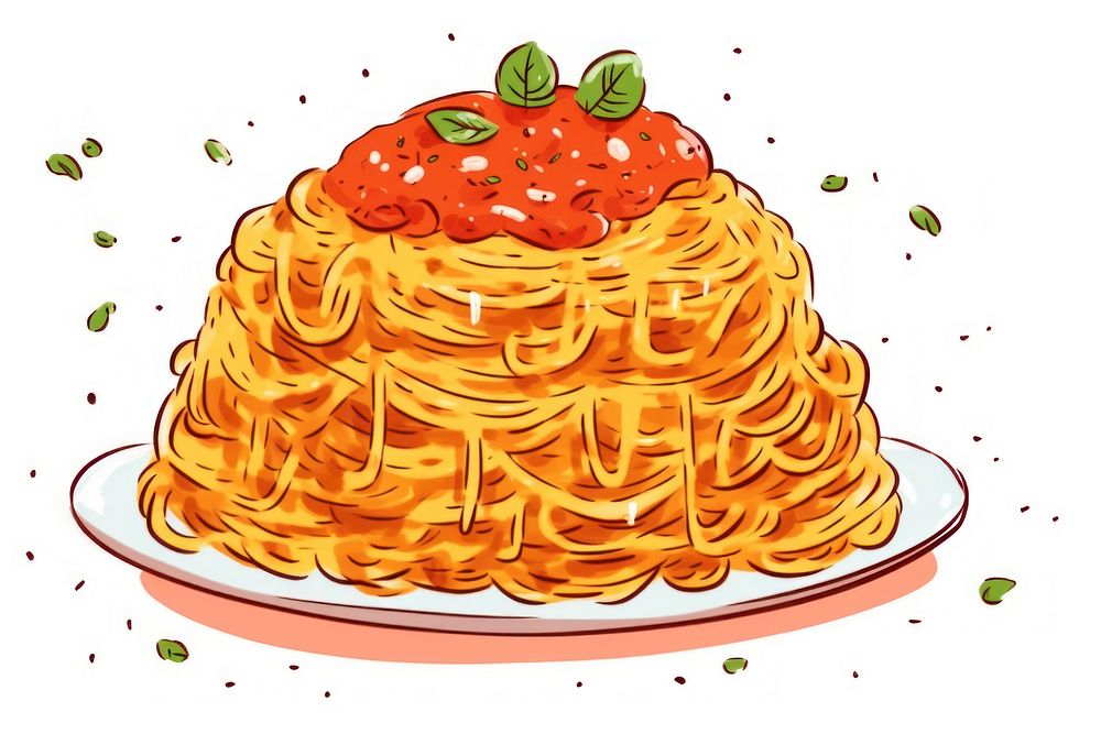Spaghetti bolognese food dessert cartoon.