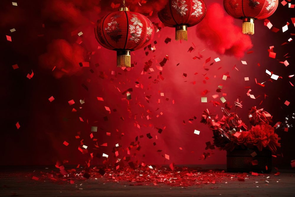  Luck Exploding from Firecrackers exploding chinese new year celebration. AI generated Image by rawpixel.